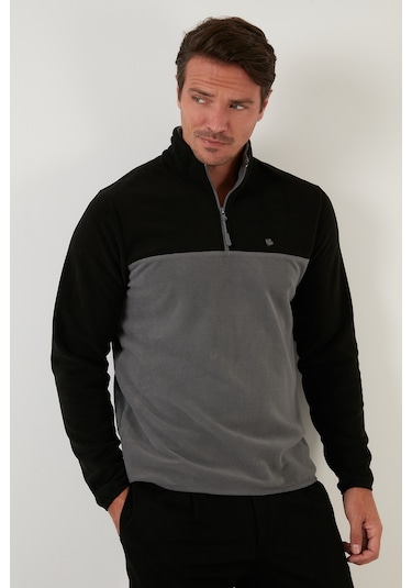 Buratti Regular Fit Anti-Pilling Tüylenme Yapmayan Dik Yaka Şardonlu 2'Li Paket Erkek Polar 5906016S2 Bordo-Siyah