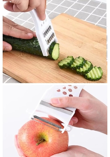 Rende Soyacak 5 Fonksiyonlu Sebze Meyve Soyucu Patates Havuç Salatalık Zencefil Doğrayıcı Renkli