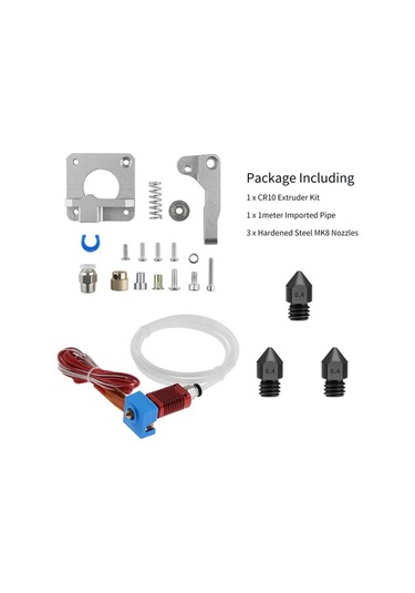 Fortunelane 24v Cr10 Metal Extruder, Uzay Gri, 1m İthal Ptef Boru + 3 Çelik Mk8 Nozzle - Ender 3/5/pro, Cr 20/pro Uyumlu