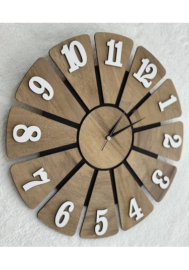 Ümra Lazer Yeşil Dekoratif Ahşap Duvar Saati 40 Cm Sessız Akar Mekanizma Geometrik 40 Cm Yuvarlak Reçine Ahşap