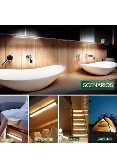 Xuweiwei 6 Paket Beyaz Işık 30.2 Cm Şarj Edilebilir Led Hareket Sensörlü Işıklar Mutfak Dolap Kabin Masa Koridor Kablosuz Manyetik Şerit Işıkları Usb Şarj Pil Gücü Enerji Verimli Ahşap