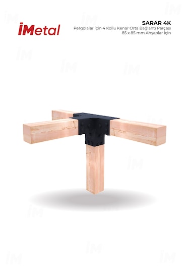 Sarar 85 X 85 Mm Ahşaplar İçin 4 Yollu Orta Bağlantısı