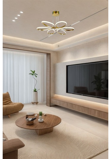 Modern Gold Papatya Tek Renk Beyaz&sarı&günşığı Led Avize Gold