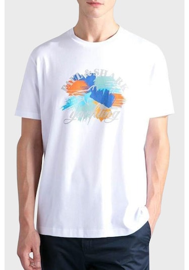 Paul & Shark Erkek T Shirt 24411013 010 Beyaz Beyaz