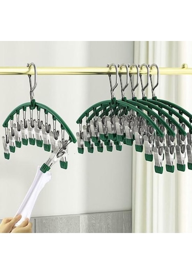 Paslanmaz Çelik Çamaşır Kurutma Askısı Rüzgar Geçirmez Kancalı Giysi Askısı Güçlü Yük Taşıyıcı Kaymaz İç Çamaşırı Askısı Çorap Askısı Siyah