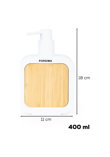 Porsima 3148 Banyo Ve Mutfak Sıvı Sabunluk 400ml Beyaz-ahşap Beyaz