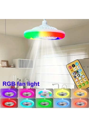Cordial Kristal Şeffaf Abajurlu İç Mekan Aydınlatma Vantilatör 2si 1 Arada Tavan Akıllı Fan Lambası Uzaktan Kumandalı 360 Dönebilen Led Tavan Vantilatörü 3 Hız Ayarlı