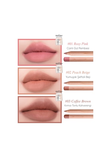 Kremsi e Sahip Dudak Kalemi Ve Kalemtıraş Seti Clıo Velvet Lip Pencil Set 05 Soft Berry 05