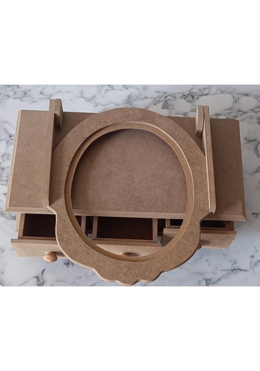 Hobi Adn Makyaj Kutu 3 Çekmece Aynalı Ahşap Mdf Ham Kutuda Sevk El Yapım