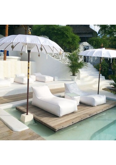 Şezlong Armut Yatağı London Sunbed 2+1 Tam Set Beyaz