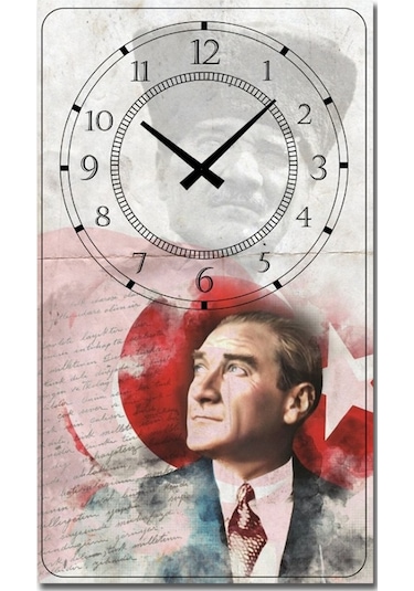Decorıta Cam Saat | Atatürk Desen Çok Renkli