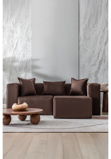 Katt Modüler Ekstra Rahat İskeletli 2 Li Koltuk 10 Renk Kahverengi