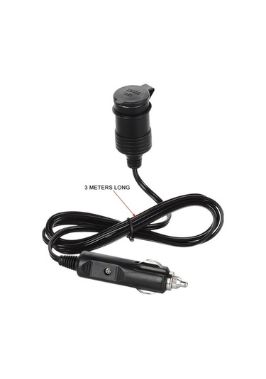 Pazly Araba Şarj Cihazı Dc Güç Kaynağı Kablosu 2m 12v 24v Adaptör, Erkek-dişi Konnektör, Siyah