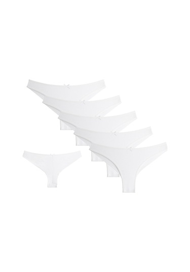 5'li Özel Viskon Kadın Külot 4095 Beyaz
