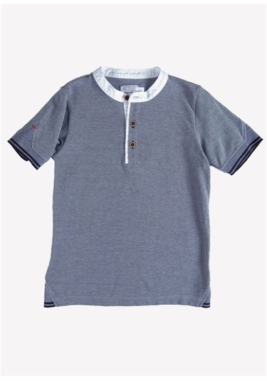 Organik Polo Yaka Erkek Çocuk T-Shirt Mavi