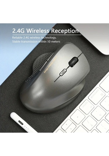 Besthome1 2 4g Ergonomik Grey Fare Oyun Ofis Uyumlu Pil Optik Sensör Rahat Tutuş Windows 10 Kullanımı İçin -