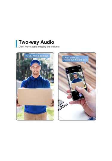 Kablosuz Görüntülü Kapı Zili İki Yönlü Ses 1080p Video Siyah