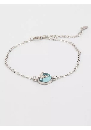 925 Ayar Gümüş Kristal Mavi Taşlı Balık Kuyruğu Bileklik Gümüş