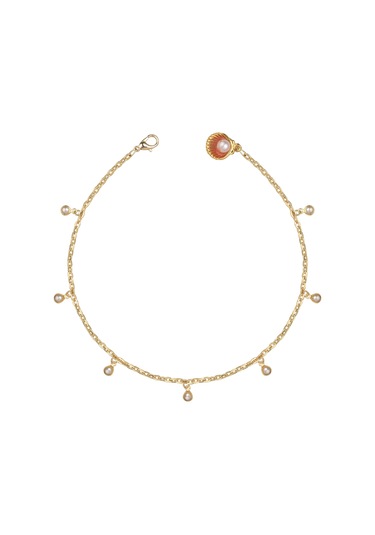 İnci Detaylı Zincir Halhal Beyaz