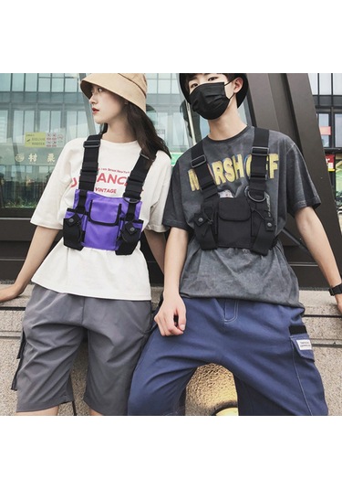 Tenfowee Çok Fonksiyonlu Göğüs Çantası - Hiphop Stili, Ayarlanabilir Kayışlar, Dayanıklı Oxford Kumaş, Mor Renk Mor