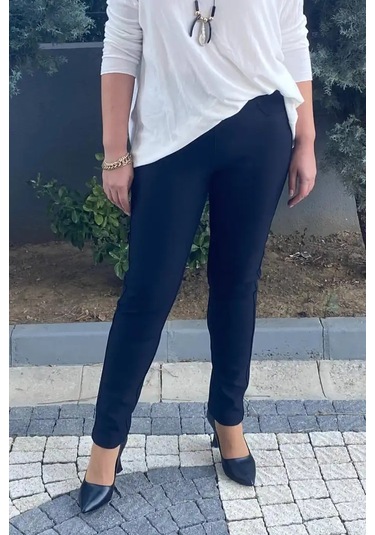 Kadın Lacivert Punto Boru Paça Pantolon Bir Beden Küçük Tercih Edin Lacivert