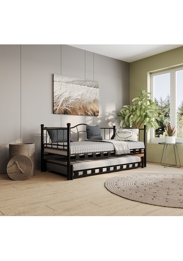 Argimo Kamelya Yavrulu Daybed Sedir Siyah Karyola 90x190