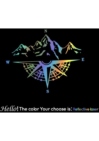 Sarı-m 28 Cm X 34 Cm-yansıtıcı Renk Dağ Pusula Araba Sticker Van Camper Için Vücut Yan Vinil Çıkartması Rv Otomatik Aya