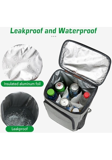 Pazly Soğutucu Sırt Çantası, Yalıtımlı Öğle Yemeği Çantası, Kamp, Yürüyüş, Piknik, Plaj İçin Siyah/kırmızı/gri/turuncu Çok Renkli