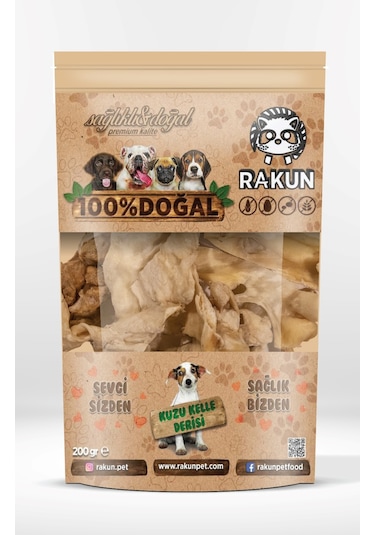 Rakun Kurutulmuş Kuzu Kelle Derisi 200 G