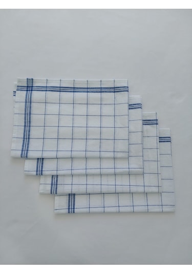 Pamuklu Beyaz Mavi Çizgili 4'lü Kurulama Bezi,peçete