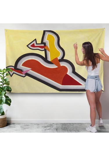 Joseph Schillinger - Ritim Çalışması Duvar Örtüsü - Study İn Rhythm: Red And Gold-7136