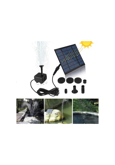 Gajeena Kare Siyah Abs Güneş Enerjili Fıskiye - 7v/1.2w Paneli, 30-60cm Su Yüksekliği, 110x110mm Boyut