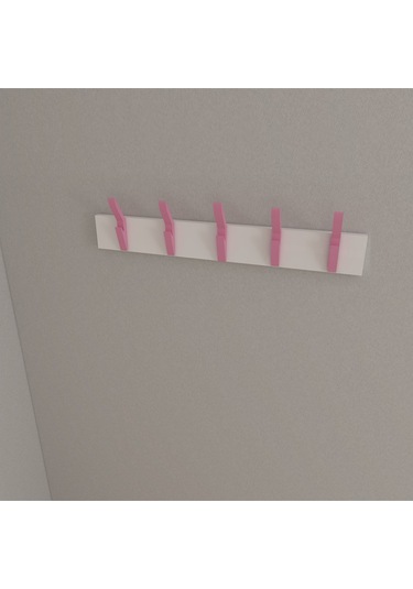 Hepsi3boyutlu Modern Duvar & Kapı Kanca Askılık - 5 Adet Pembe Kanca Askılık - Model No : 3 Pembe