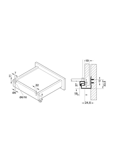 Hafele Pow, Tek Açılım Yavaşlatıcılı Gizli Ray 450mm GRi