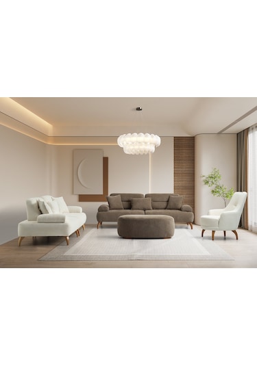 Riva Ahşap Ayaklı Beyaz Berjer Beyaz