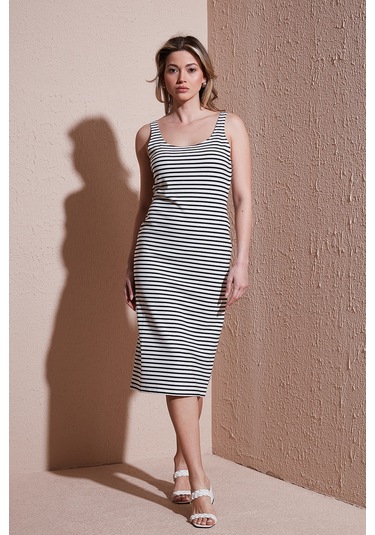 Fashion Friends Bayan Elbise 25y0299k1 Ekru Çizgili Ekru Çizgili Fashion Friends Bayan Elbise 25y0299k1 Ekru Çizgili Ekru Çizgili