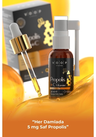 Voop Propolis C Vitamini Damlalıklı Sprey Takviye Edici Gıda 20 ML
