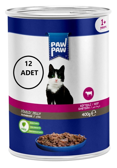 Paw Paw Joleli Biftek Etli Yetişkin Kedi Konservesi 12 x 400 G