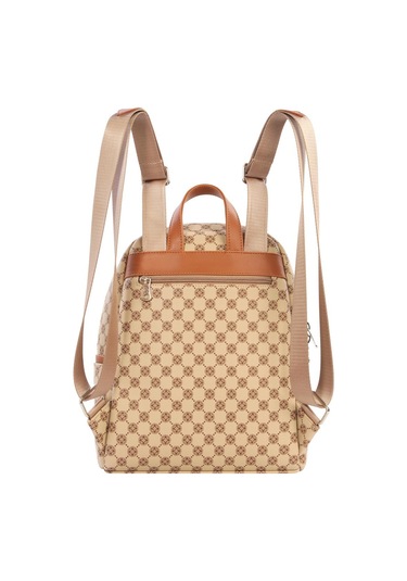 Cengiz Pakel Monogram Kullanışlı Kadın Sırt Çantası - 7368p - Vizon/taba Çok renkli