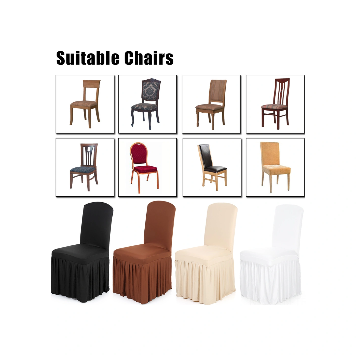 Geeksen Kahverengi Pleyli Etkili Meme İpek Sandalye Örtüsü - Ev, Otel, Restoran, Düğün, Banket İçin Esnek, Temizlenmesi Kolay Dekoratif Koltuk Kılıfı Çok Renkli