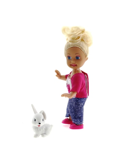 Cute Girl Tavşan Figürlü Sarışın Mini Bebek