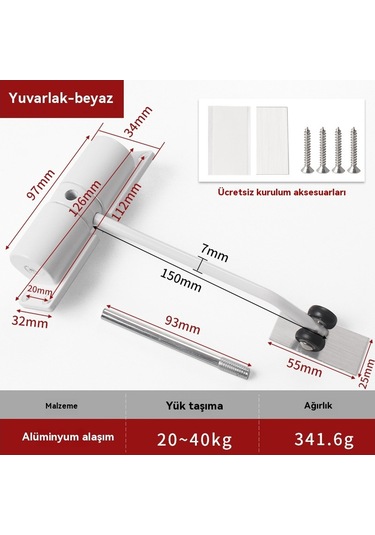 Harborstore Alüminyum Alaşımlı Tampon Otomatik Kapı Kapatıcı - Beyaz - Wr0709205