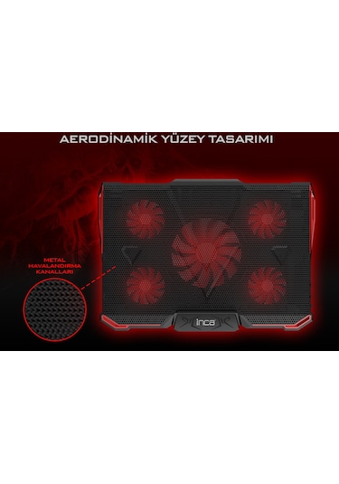 Inca INC-611 GMS Arrax 5 Fanlı 13" - 17" Gaming Notebook Soğutucu