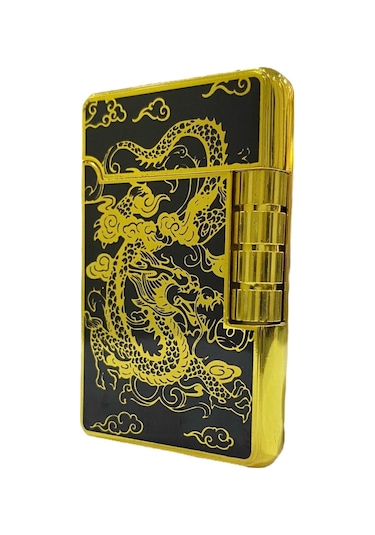 Silvio Monetti Sarı Siyah Ejderha Desenli Yandan Çarklı Gazlı Çakmak 109308