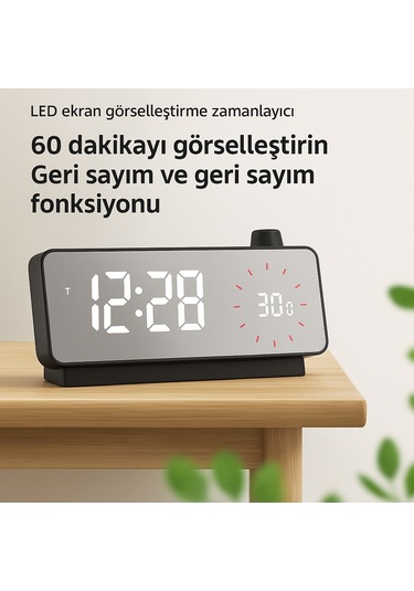 Plentiful Aynalı Led Ekranlı Saat , Çalar Saat