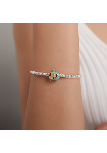 Fastbuy S925 Ayar Gümüş Mini Renkli Tv Boncuk Dıy Bilezik Kolye Aksesuarları Çok Renkli Takı El Sanatı Çok Renkli