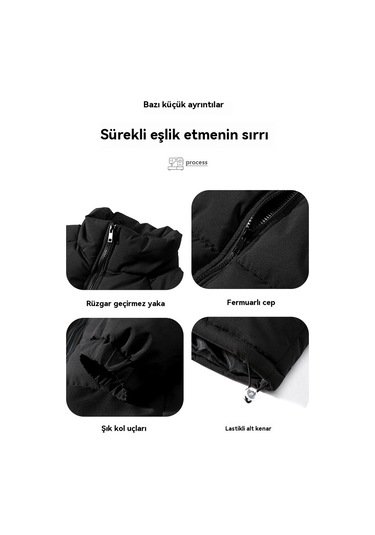 2025 Yeni Erkek Patchwork Pamuklu Dolgulu Ceket, Günlük Kalınlaştırılmış Dik Yaka Pamuklu Dolgulu Mont Gri