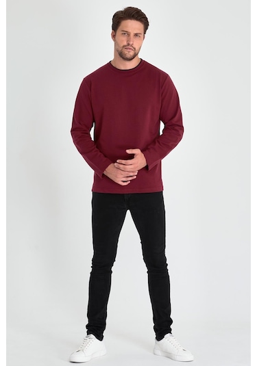 MMetalic Çift Bisiklet Yaka Standart Rahat Kesim Erkek Sweatshirt MTLCE68 Bordo MMetalic Çift Bisiklet Yaka Standart Rahat Kesim Erkek Sweatshirt MTLCE68 Bordo