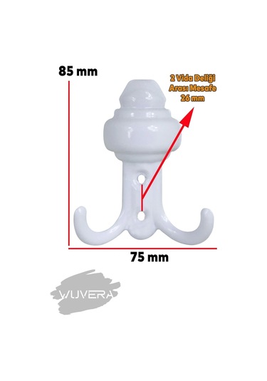 Wuvera Sarıklı Askı Vestiyer Duvar Askısı Mobilya Metal Dolap Elbise Askılığı Beyaz Askı Beyaz