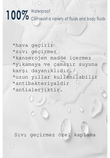 %100 Pamuklu Sıvı Geçirmez Lastikli Alez Beyaz